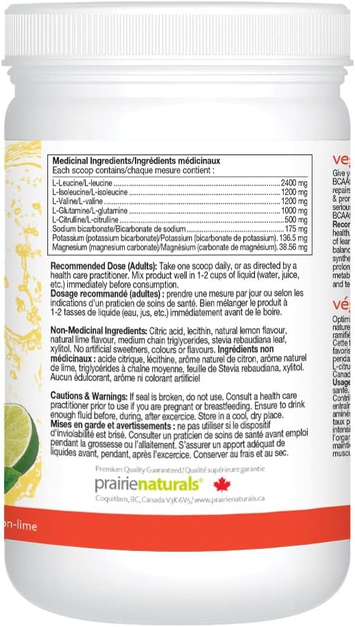 Prairie Naturals PH Balanced BCAA Fuel Lemon Lime 11.2 Ounce