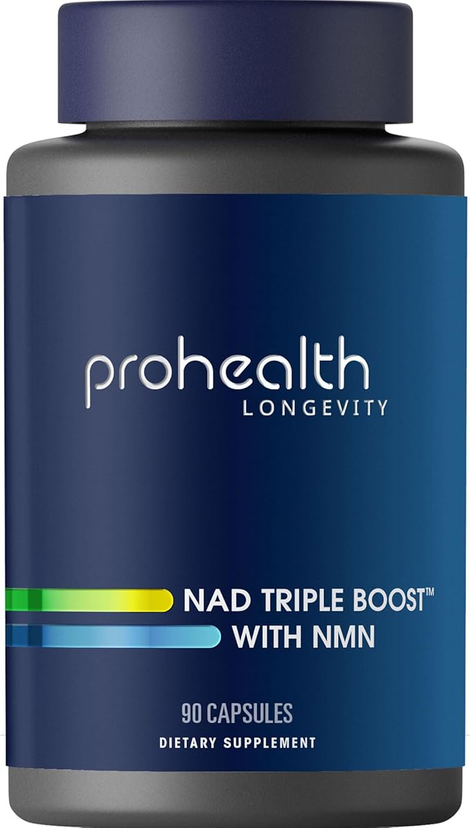 ProHealth NAD Triple Boost™ with NMN 500mg and NMNH 100 mg Plus Apigenin and Trans-Resveratrol. Promotes Longevity Heart and Brain Health Activates Sirtuins for Cellular Repair (30 Servings)
