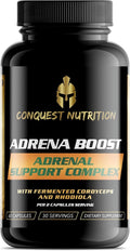 Adrena Boost Adrenal Support Complex - Help Maintain Healthy Energy &amp Stress Levels. Cordyceps Eleuthero Rhodiola Chlorella Burdock Bromelain Japanese Knotwood - 60 Veggie Capsules
