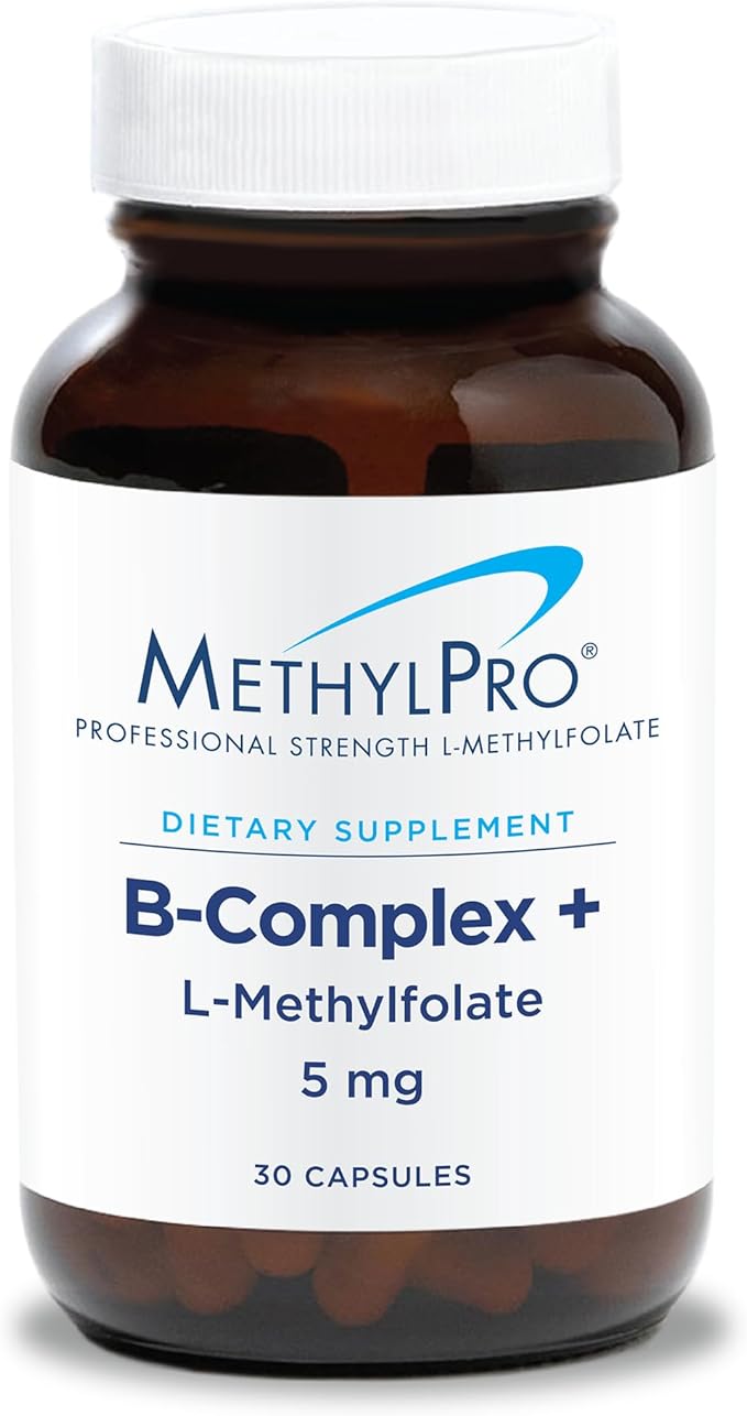 MethylPro B Complex + L-Methylfolate 5 mg - Bioavailable Methylated Vitamin Blend - Supports Energy and Stress - Vegetarian &amp Hypoallergenic - 30 Servings - 30 Capsules
