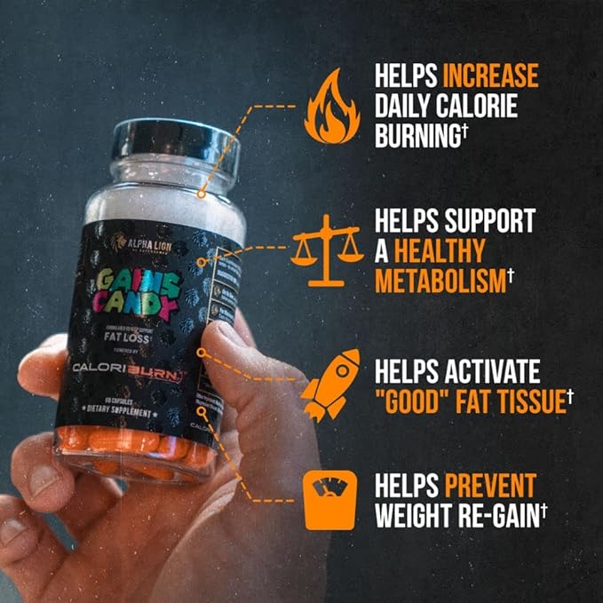 ALPHA LION Gains Candy Pills that Support Weight Loss Energy Supplements 100% Natural Extract Calorie Burning Regulates Healthy Metabolism 60 Capsules (Fat Loss - CaloriBurn®)