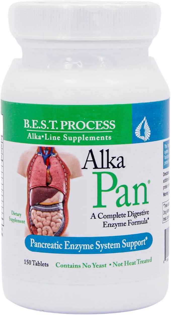 Alka•Pan Best Process Alkaline — Natural Digestive Supplement — Pancreatic Enzymes with Antioxidant-Rich Superfoods &amp Digestive Herbs