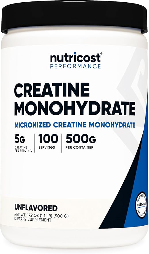Nutricost Micronized Creatine Monohydrate 500 Grams and 20 Stickpacks (Variety) Bundle