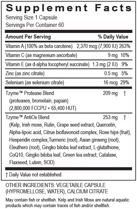 TRANSFORMATION THE GENESIS OF GOOD HEALTH Enzyme Protease IFC Enzyme Supplement Natural Support for Muscle &amp Fatigue with High Rich Vitamin A E C Zinc &amp Selenium Non-GMO 60 Capsules