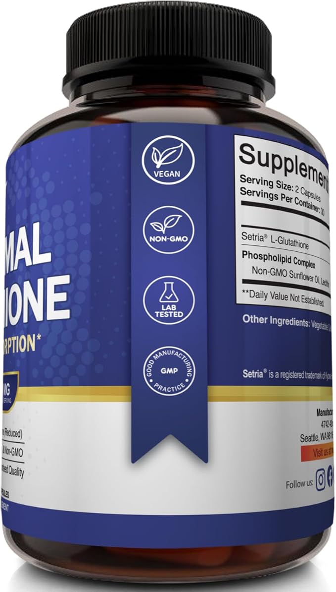 NutriFlair Liposomal Glutathione Supplement 700mg – Setria® Reduced L-Glutathione 60 Capsules
