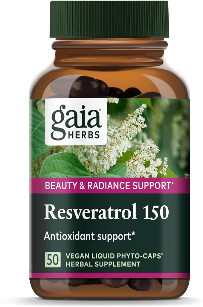 Gaia Herbs - Resveratrol 150 Beauty &amp Radiance Support - 50 Vegan Liquid Phyto-Caps