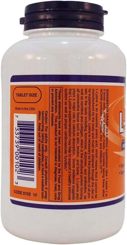 NOW Foods: Lysine Essential Amino Acid 500mg 250 tabs (3 Pack)