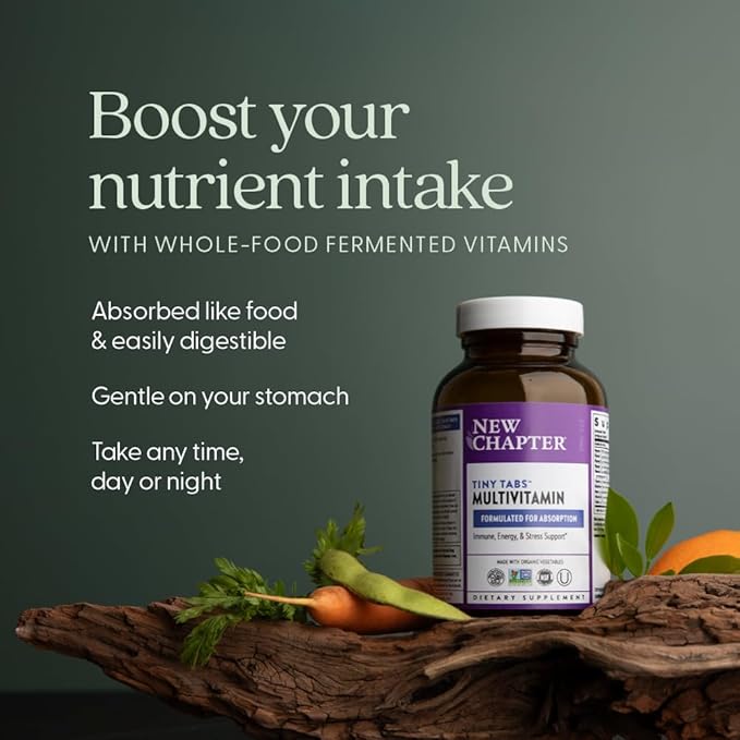 New Chapter Tiny Tabs Multivitamin with 20+ Nutrients for Immune Cellular Energy &amp Stress Support Including Vitamin D3 + B Vitamins 192 Count