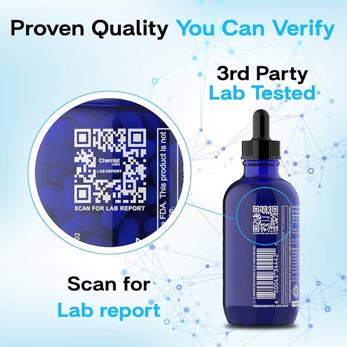 2% Pharmaceutical Grade Methylene Blue Liquid Solution - 99% Purity USP Grade Blue Methylene Cellular &amp Mitochondrial Support Third-Party Tested Made in USA 4oz