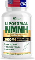 NMNH Supplement 2000mg Liposomal Nicotinamide Mononucleotide Alternative for NAD+ and Healthy Aging - with Resveratrol Urolithin A TMG CoQ10 - 120 Capsules (β-Dihydronicotinamide Mononucleotide)