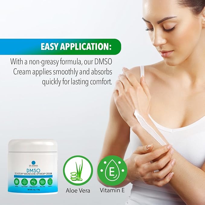 Dr. Robaina DMSO Cream – 99.9% Pure Dimethyl Sulfoxide | Formula with Zechstein Magnesium Arnica Aloe Vera &amp Vitamin E | Topical Cream for Body Wellness