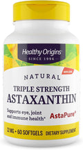 Healthy Origins Astaxanthin 12 mg (Natural Astapure Triple Strength Non-GMO Gluten Free Eye Support Joint Support Immune Support) 60 Softgels