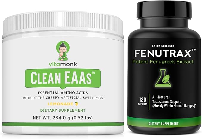 VitaMonk Essential Amino Acids and Fenugreek Seed Extract Capsules - Power &amp Vitality Boost Pack for Enhanced Energy and Wellness