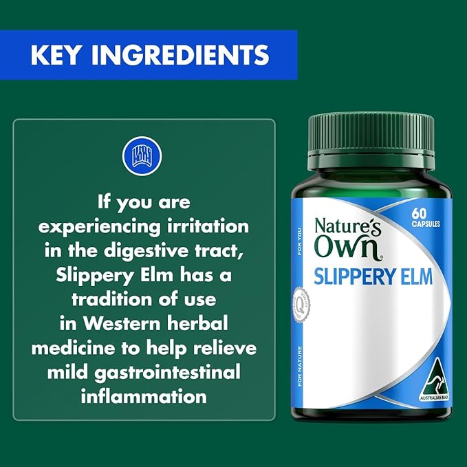 Nature's Own Slippery Elm 400mg 60 Capsules
