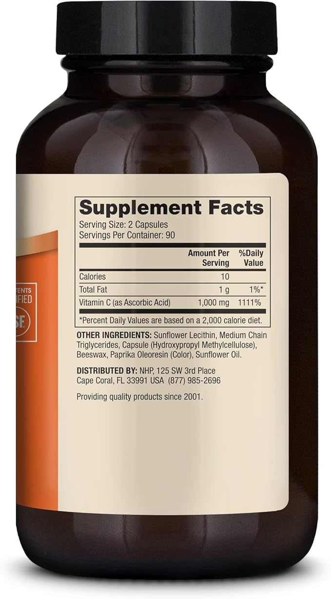 Dr. Mercola Liposomal Vitamin C - Brain Heart Eye &amp Immune Support - Provides 1000 mg of Bioavailable Vitamin C - Non-GMO Gluten-Free &amp Soy-Free - 180 Capsules (90 Servings)