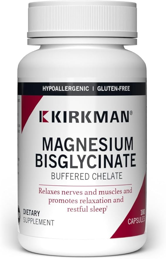Kirkman - Magnesium Bisglycinate Buffered Chelate - 180 Capsules - Relaxes Nerves &amp Muscles - Promotes Restful Sleep - Hypoallergenic