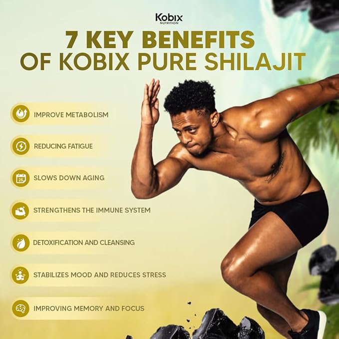 Kobix Pure Himalayan Shilajit Resin High Nutritional Potency 85+ Trace Minerals Humic &amp Fulvic Acid Immune Support for Men and Women 3rd Party US Lab Tested- 30g