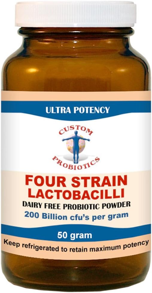 Four Strain Lactobacilli Probiotic Powder by Custom Probiotics (50 gram)