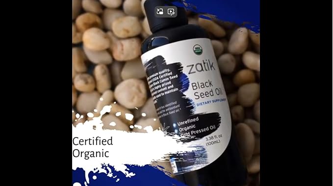 Zatik Naturals - Black Cumin Seed Oil Unrefined USDA Organic Cold-Pressed - Higher EFAs Natural Immune Booster and All-Natural Defense Mechanism. 3.38 fl oz (100mL)