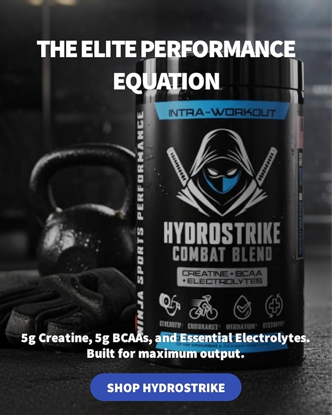 HydroStrike Combat Blend [5g BCAAs 5g Creatine Monohydrate Powerful Blend of Electrolytes Zero Sugar]
