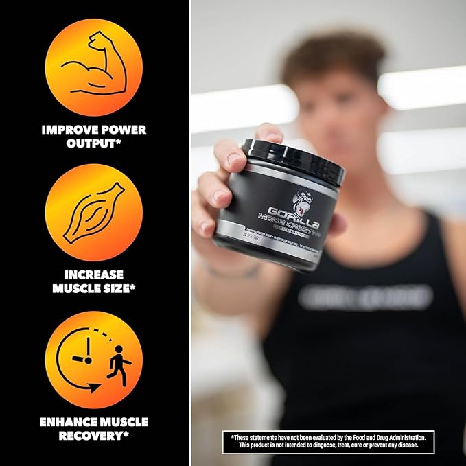 Gorilla Mind Pre Workout (Cherry) + Creatine (100 Serv.) - Comprehensive Stack for Improved Strength Power Output and Muscle Size