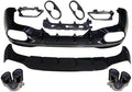 ABS Rear Bumper Lip Diffuser with Exhaust Compatible for Mercedes Benz CLA Class W118 C118 CLA180 CLA200 CLA250 CLA35 CLA45 AMG 2020 2021 (Color : Black 45 Style)