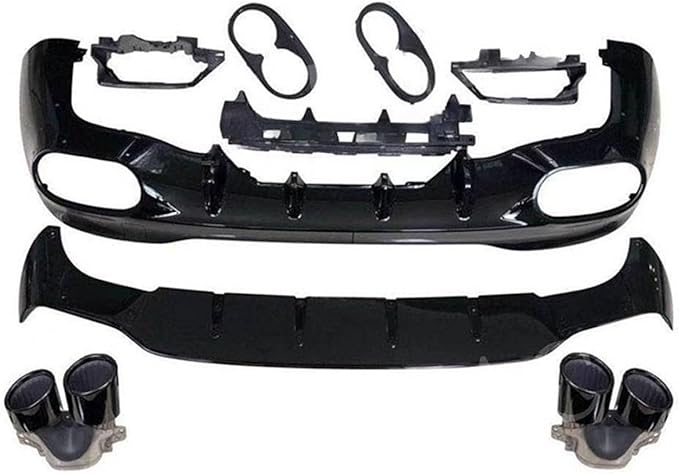 ABS Rear Bumper Lip Diffuser with Exhaust Compatible for Mercedes Benz CLA Class W118 C118 CLA180 CLA200 CLA250 CLA35 CLA45 AMG 2020 2021 (Color : Black 45 Style)