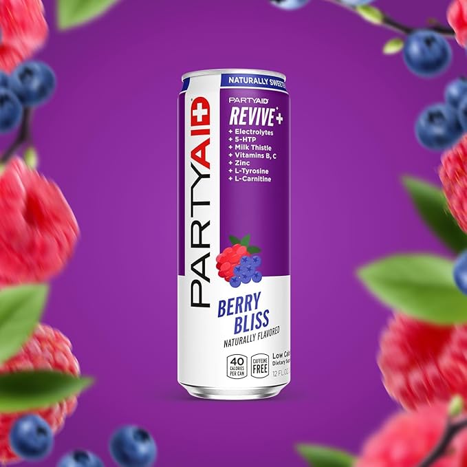PARTYAID Rehab Blend Feel Good Tonight and Tomorrow Contains 5-HTP B-Complex Milk Thistle Electrolytes No Artificial Flavors or Sweeteners Caffeine-Free 12 Fl Oz (Pack of 12)