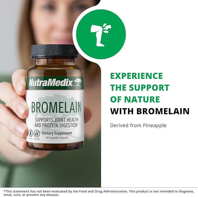 NutraMedix Bromelain Supplements - Proteolytic Enzymes from Pineapple Stems + Bromelain 1000mg - Designed to Offer Digestion Exercise and Joint Support - Gluten Soy and Dairy-Free (60 Capsules)