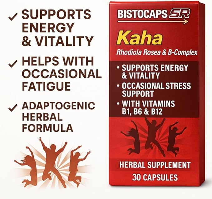 Kaha Bistocaps SR – Rhodiola Rosea &amp B-Complex – 30 Capsules – Supports Energy &amp Vitality – Similares