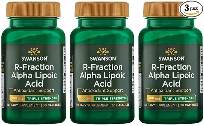 Swanson Triple Strength R-Fraction Alpha Lipoic Acid - Promotes Healthy Blood Pressure &amp Delivers Essential Nutrients - (30 Capsules 300mg Each) (3 Pack)