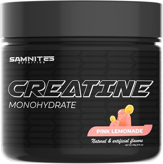 Samnites Creatine Monohydrate Powder Pink Lemonade Flavor 5g per Serving 30 Servings Gluten Free Soy Free
