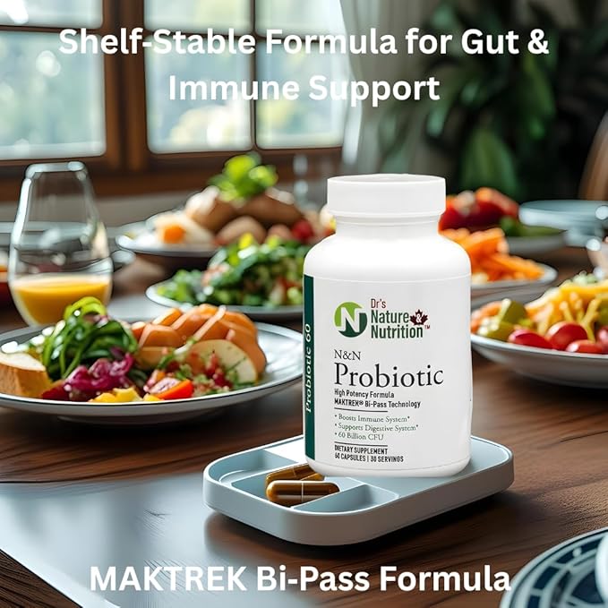 Dr's Nature &amp Nutrition Probiotic 60 Billion CFU with Clinically Studied Strains for Digestive &amp Immune Support - 60 Veggie Capsules