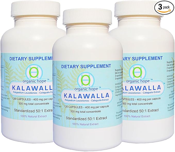 Organic Hope with Polypodium Leucotomos for Immune System Support Highest Potency 50:1 Extract Ratio 400mg. (3 Pack - 360 Veggie Caps) Save $12