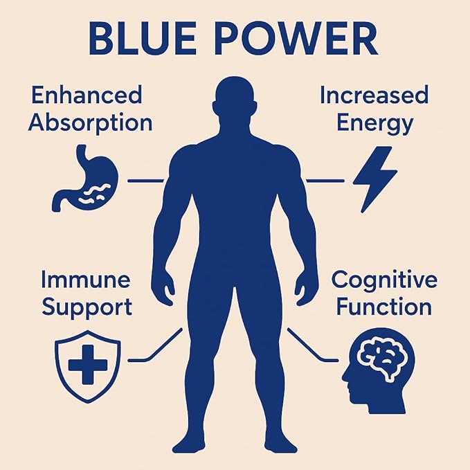 Blue Power - Methylene Blue (USP Grade) Pharma Grade - 120 Capsules (2 Pack) with Added Vitamin C Ester for Enhanced Absorption - Brain Supplement for Memory Focus Clarity