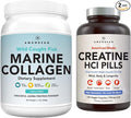 AMANDEAN Premium Creatine HCl &amp Marine Collagen Bundle. USA-Made CON-CRET. 7X Concentrated. Wild-Caught Hydrolyzed Fish Collagen Protein. Anti-Aging. Support Recovery &amp Lean Muscle. Healthy Sk