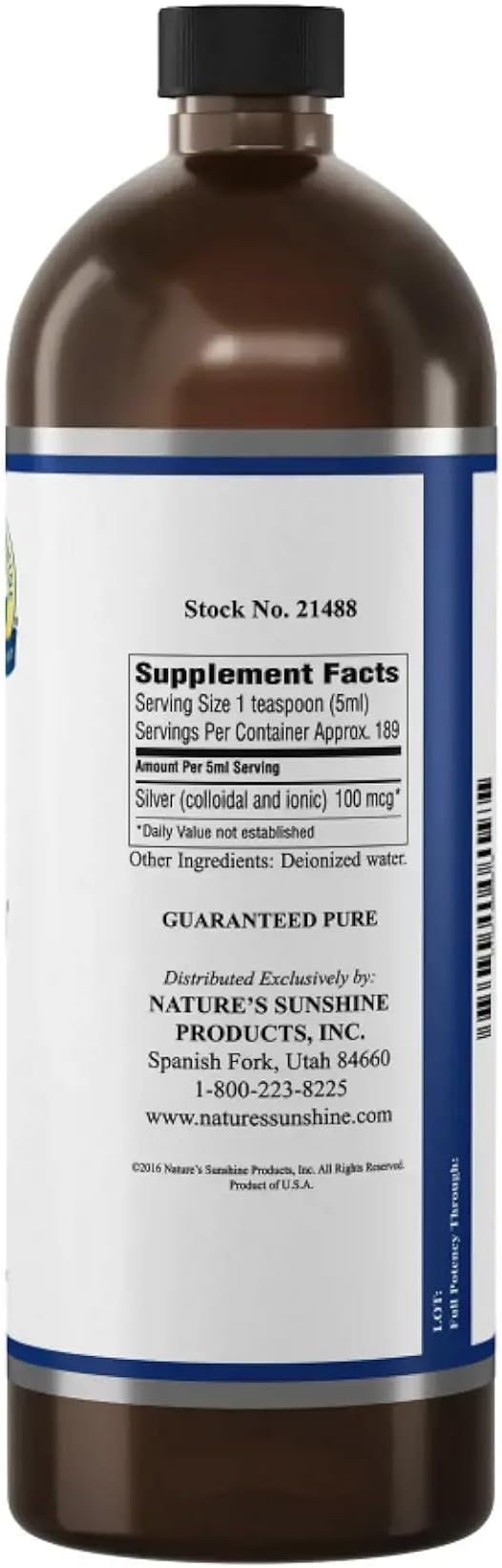 Nature's Sunshine Silver Shield Liquid 32 Fl Oz | Colloidal Silver Liquid with Aqua Sol Technology Provides Immune Support and Protection