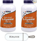 NOW Foods Supplements L-Lysine (L-Lysine Hydrochloride) 1000 mg | Double Strength Amino Acid | 250 Tablets - Pack of 2 with Pill Organizer
