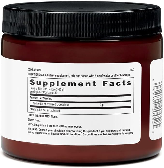 BEYOND RAW Chemistry Labs L-Leucine Powder Fuels Muscles 30 Servings