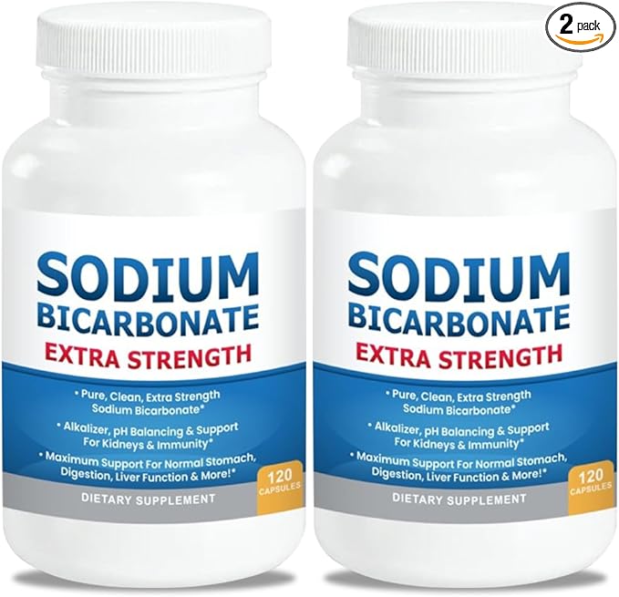 Sodium Bicarbonate Capsules Extra Strength 1300mg Organic Use No Junk. 1 Sodium Bicarbonate Capsule is 1300mg. Pure Sodium Bicarb Tablet 2-Pack