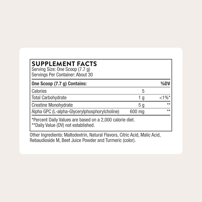 THORNE - Creatine + Alpha GPC - Micronized Creatine Monohydrate Powder - Support for Muscles &amp Cognitive Function* - for Women &amp Men - Watermelon Lemonade - NSF Certified for Sport - 30 Servin