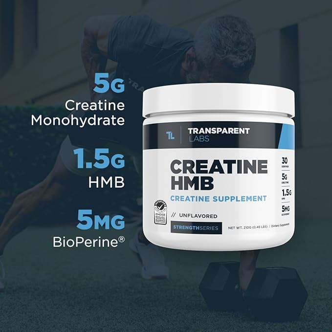 Transparent Labs Creatine HMB - Creatine Monohydrate Powder with HMB for Muscle Growth Increased Strength Enhanced Energy Output and Improved Athletic Performance - 30 Servings Watermelon