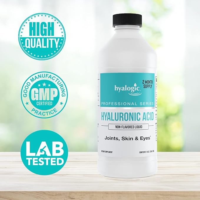 Professionals Series - Hyaluronic Acid Dietary Supplement Whole Body Hydration - 100 mg Ingestible HA Liquid Supplement Odorless Tasteless &amp Preservative Free/Skin &amp Eyes - 10 oz