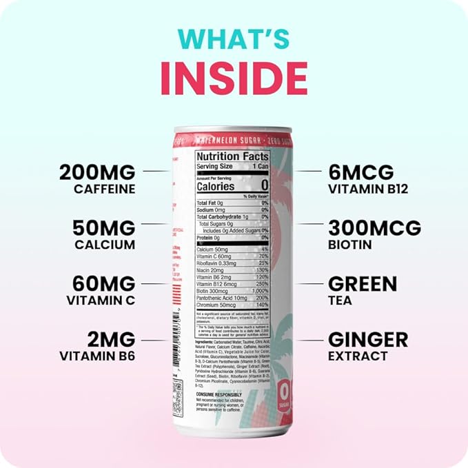 FitTea Healthy Energy Drink 12 Fl Oz - Endless Summer Variety Pack (12 Pack) - Natural Green Tea Energy Drinks Sugar Free