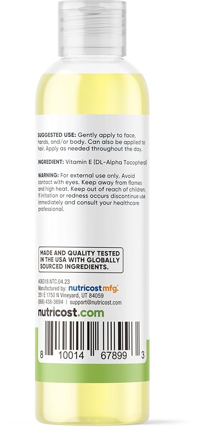 Nutricost Essentials Vitamin E Oil (8 Ounces / 230000 IU) | Vitamin E Oil for Skin Hair and Nails