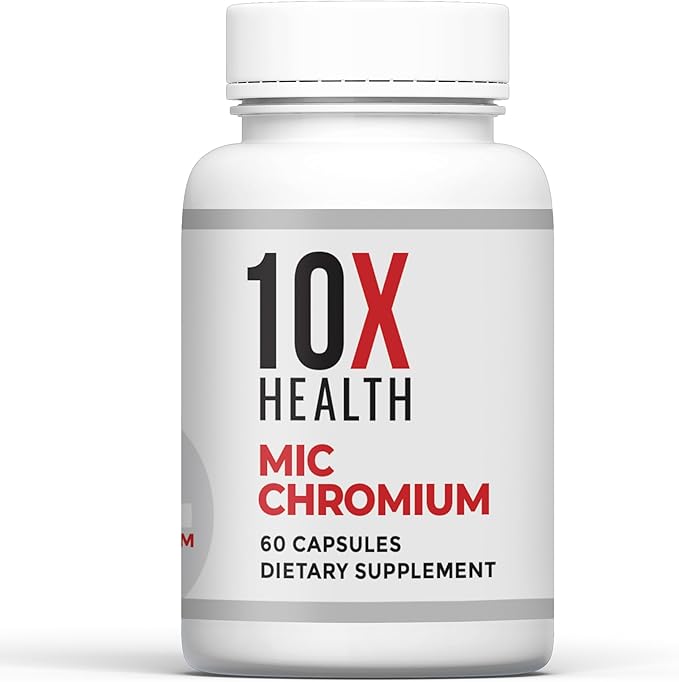 10X Health MIC Chromium Supplements - 60 Capsules - Contains Choline Inositol &amp L Methionine - Mineral Supplements for Daily Nutritional Support - Chromium L-Methionine Choline Supplements