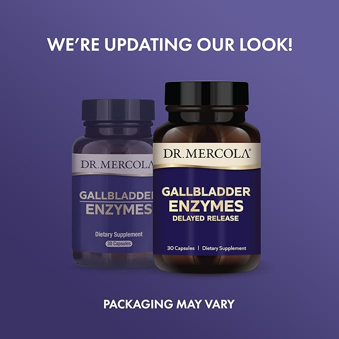 Dr. Mercola Gallbladder Enzymes - Gallbladder &amp Digestive Health Support - Includes Pancreatic Protease Amylase &amp Lipase - Non-GMO Gluten-Free &amp Soy-Free - 90 Delayed Release Capsules (9