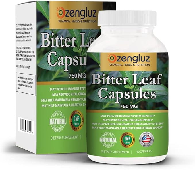 Bitter Leaf- Ewuro Onugbu-Bololo Capsules. Wellness supplement. 750mg. (60caps)