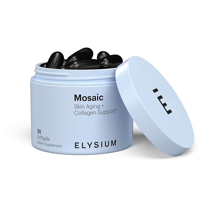 ELYSIUM Mosaic – Hyaluronic Acid &amp Collagen Supplement – Clinically Proven to Hydrate Skin &amp Reduce Fine Lines – Fights Visible Signs of Aging – 30-Day Vegan Softgel Supply