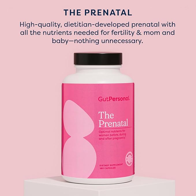 GutPersonal The Prenatal Supplement Alleviates Morning Sickness and Contains Essential Nutrients Formulated to be the Complete Prenatal and Postnatal Support - 180 Capsules